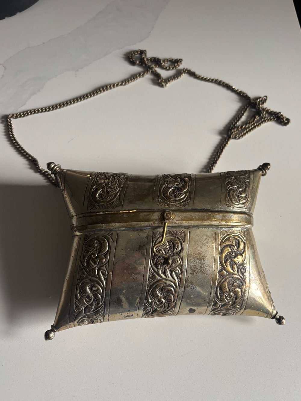 vintage metal pillow purse